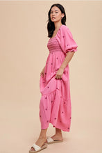 Load image into Gallery viewer, Phoebe Embroidered Smocked Dress