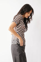 Load image into Gallery viewer, Checker Board Short Sleeve Mesh Top
