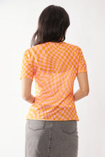 Load image into Gallery viewer, Checker Board Short Sleeve Mesh Top
