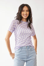 Load image into Gallery viewer, Checker Board Short Sleeve Mesh Top
