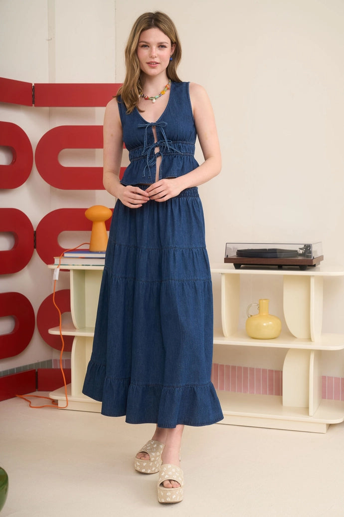 Luna Elastic Waist Denim Skirt