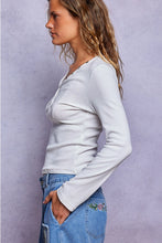Load image into Gallery viewer, Honey Creek Henley (white)
