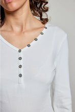 Load image into Gallery viewer, Honey Creek Henley (white)
